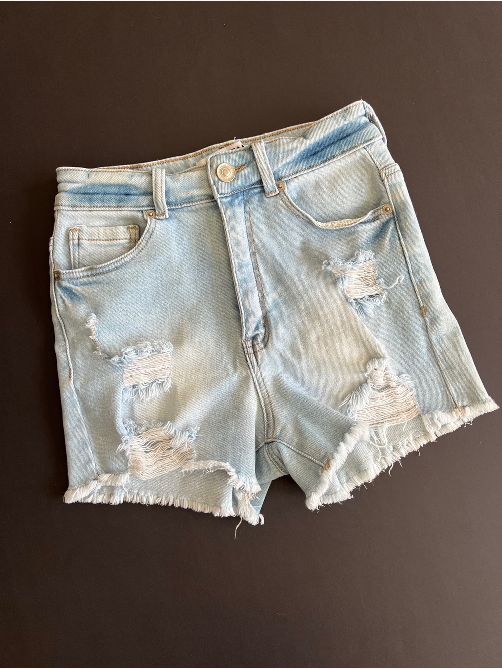 Light Blue Distressed Denim Shorts Wax Jean